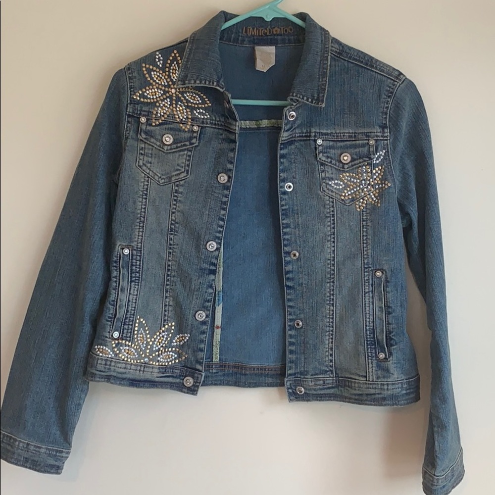 Limited Too Floral Studded Jean Jacket